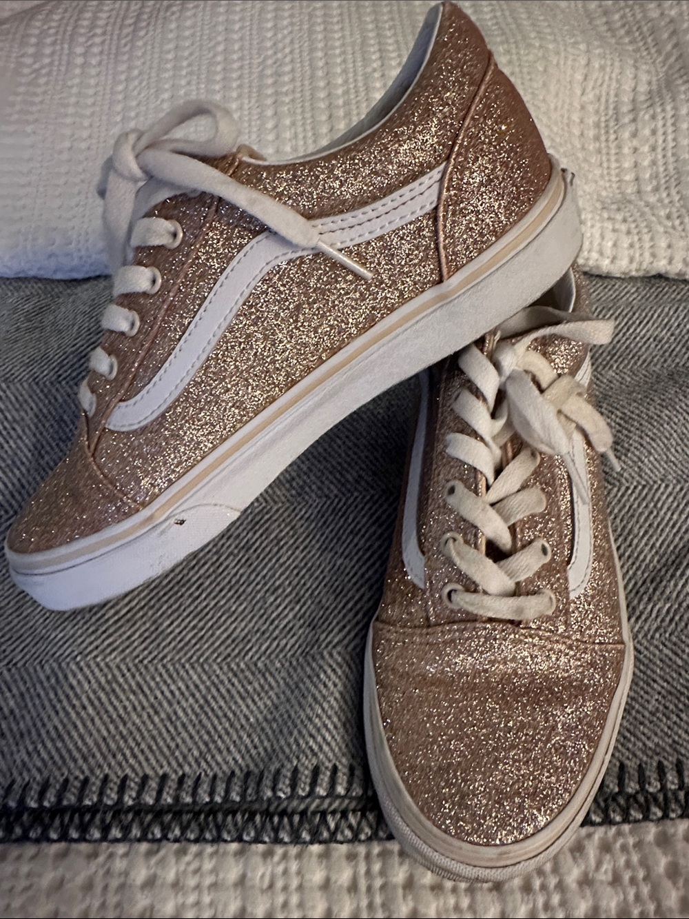 Vans Rose Gold Glitter Classic Low-Top Sneakers